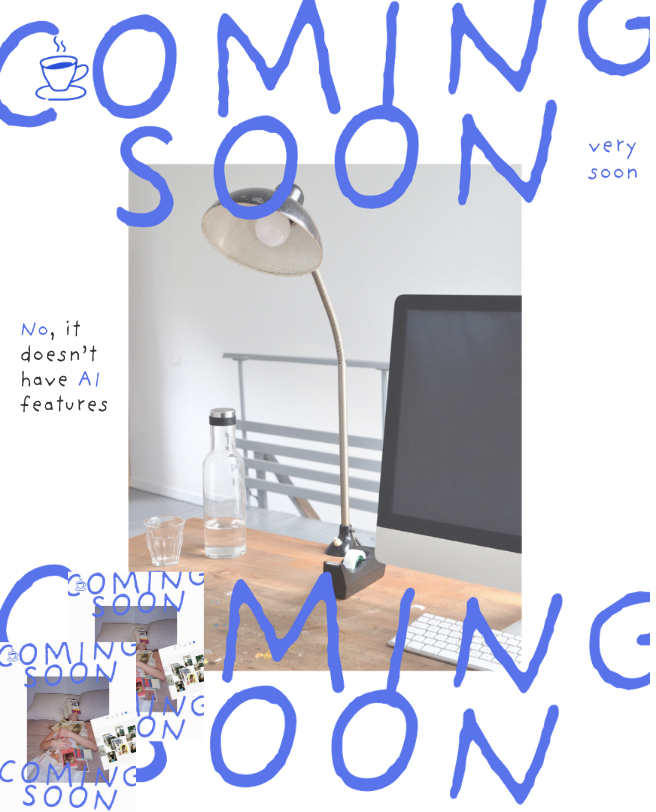 Calmer coming soon editorial collage